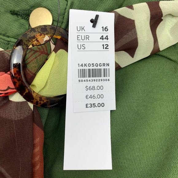 NWT TopShop Green Scarf Tie Shorts Size 12 - Picture 2 of 4